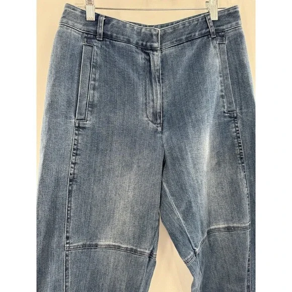 Tibi Jeans Size 6 Vintage Stone Slouchy Rouched Blue Cropped Denim Pants Women’s - Picture 8 of 16